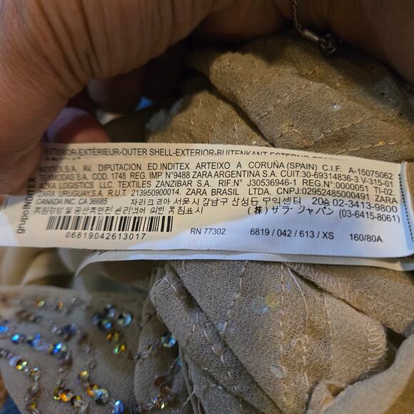 Zara Woman Beaded Sequin Tank Top Nude Beige XS Party Holiday Blouse - Picture 4 of 9